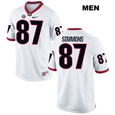 Men's Georgia Bulldogs NCAA #87 Tyler Simmons Nike Stitched White Authentic College Football Jersey YQH4854PN